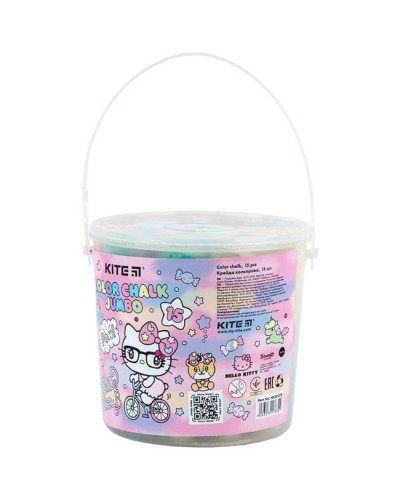 Крейда кольорова «HK» 15 штук у відерці, Jumbo ТМ Kite