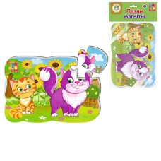 Пазли магнітні «Котики» А5 з 12 елементів, у пакеті 18х32 см, ТМ Vlady Toys