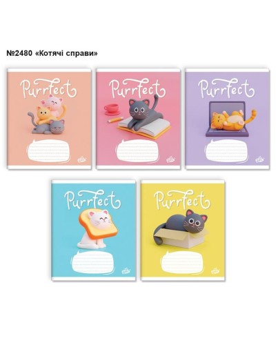 Зошит на 12 аркушів у клітинку «Котячi справи» №2480, ТМ Brisk