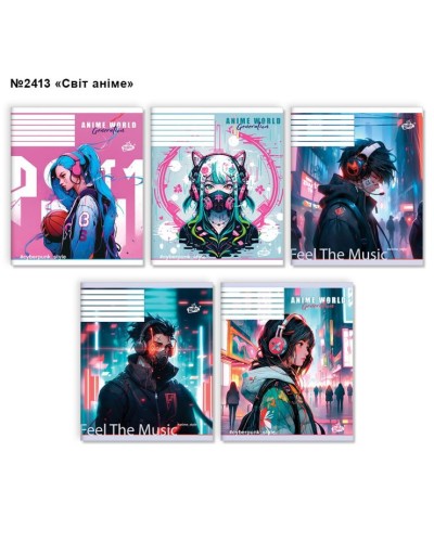 Зошит на 36 аркушів у клітинку «Світ анiме» №2413, ТМ Brisk