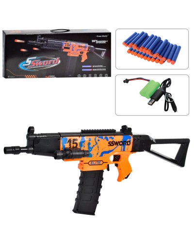 Автомат 73,5 см на аккумуляторі з лазерем та м'якими кулями, USB, у коробці 55,5х26,5х8,5 см