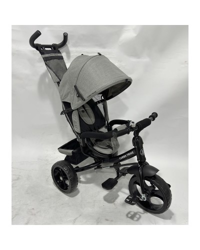 Велосипед 3-колісний, колеса з EVA 12 та 10 дюймів, на підшипнику, з гальмами, світло-сірий