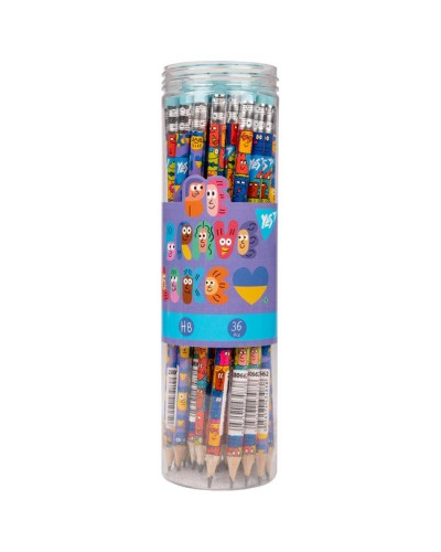 Олівець графітний «Stand with Ukraine» з гумкою 36 шт у пластиковій тубі, ТМ Yes