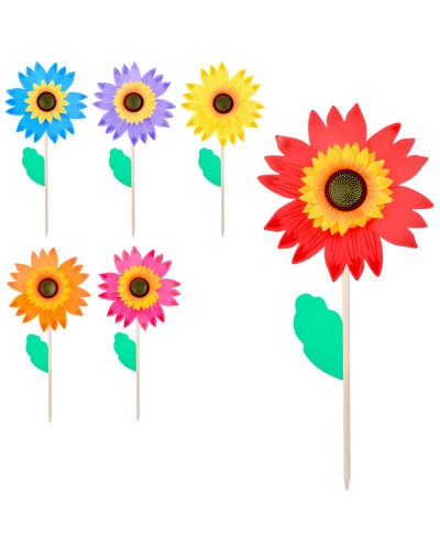 Вітрячок «Квітка».30 см на дерев`яній паличці 50 см, в асортименті, у пакеті 30х30х2 см