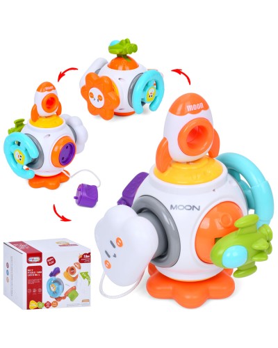 Ракета 14,5 см з кермом-тріскачкою, хмаринкою-пискавкою та рухливими деталями, у коробці 15х12 см