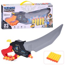 Іграшковий пістолет-меч 2 в 1 42 см з 6 м'якими кулями-присосками та мішенями, в асортимменті, у коробці 47х4х20 см