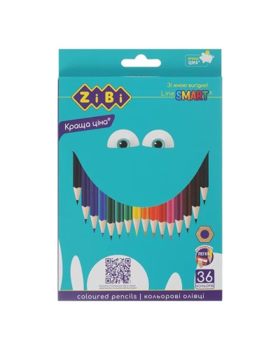 Олівці кольорові шестигранні на 36 кольорів, SMART Line