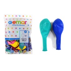 Кульки повітряні 25 см 100 шт в упаковці, в асортименті, Gemar