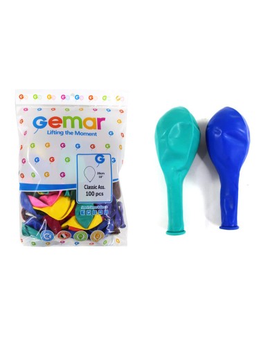 Кульки повітряні 25 см 100 шт в упаковці, в асортименті, Gemar