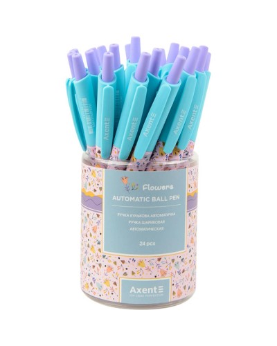 Ручка «Flowers» кулькова автоматична синя, ТМ Axent