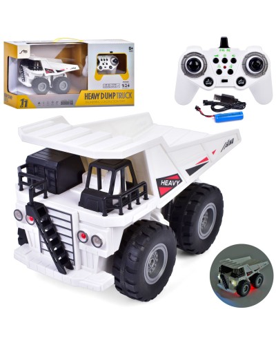 Самоскид р/к 1:24 2,4G на акумуляторі зі звуком, світлом та рухомими деталями, USB та гумовими колесами, у коробці 47х22х13,5 см
