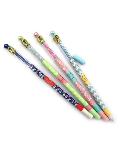 Ручка «Корона» гелева пиши-стирай зі стразами та іграшкою синя, в асортименті, у боксі, ТМ J.Otten