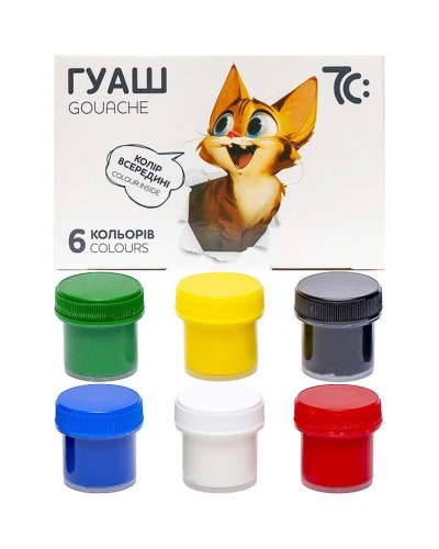 Фарби гуашеві на 6 кольорів по 10 мл, Гамма-Н