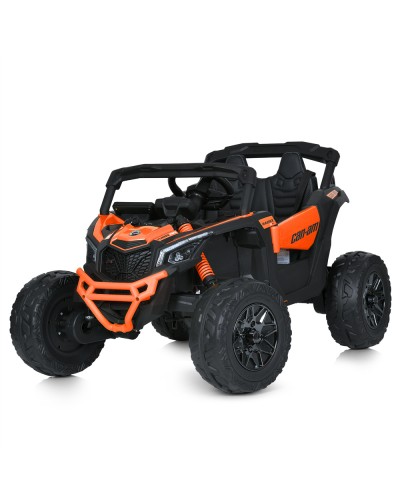 Джип 2,4 G на 4 мотори та акумуляторі 24V 7AH з MP3, USB, шкіряним сидінням, на пульту, оранжевий