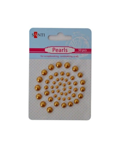 Перлини самоклеючі бронза, 50 шт в упаковці, ТМ SANTI