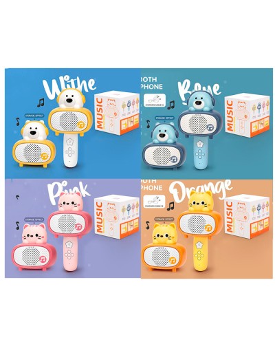 Мікрофон 2в1 з колонкою 20 см на акумуляторі чи батарейці з USB, Bluetooht, звук англійською