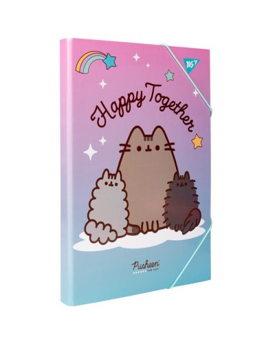 Папка для праці «Pusheen» А4 картонна на гумках, ТМ Yes