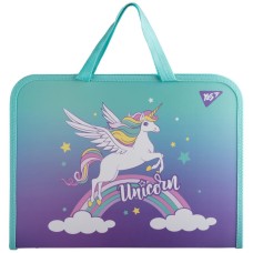 Папка-портфель «Glamour» FC на блискавці з тканинними ручками, бірюзово-фіолетова, ТМ Yes