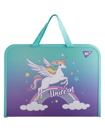 Папка-портфель «Glamour» FC на блискавці з тканинними ручками, бірюзово-фіолетова, ТМ Yes