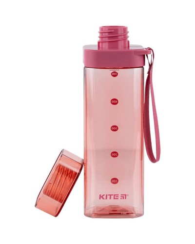 Пляшечка для води квадратна 550 мл рожева, TM Kite