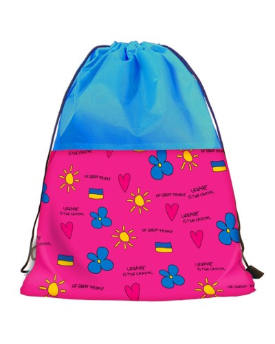 Сумка для взуття «Прапор. Квітка. Сонце. Серце» односоторонний друк, розмір 46х32 см, ТМ Leader