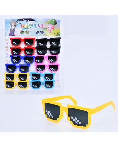 Окуляри сонячні 13см, в асортименті, 12 шт на листі 36,5х31х2 см