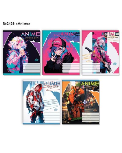 Зошит на 24 аркуші у клітинку «Анiме» №2436, ТМ Brisk