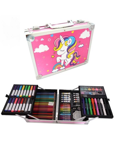 Набір художній у чемодані 20х27 см: фломастери, олівці, фарби, пастель, пензлі та інше, ТМ Leader