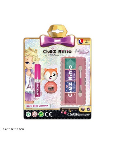 Косметика: блиск для губ, лак, тіні, в асортименті, на планшетці 15х1,5х20,8 см