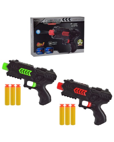 Іграшковий бластер 20 см з 3 поролоновими снарядами, в асортименті, у коробці 24х16х4 см