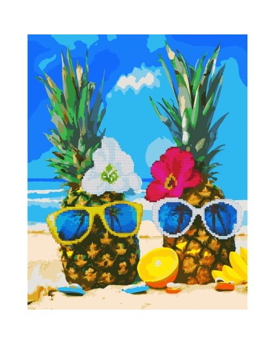 Картина за номерами з алмазною мозаїкою «Ананасова екзотика» 40х50 см, ТМ SANTI