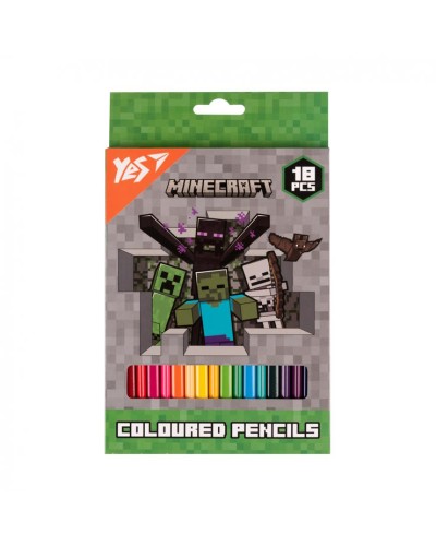 Олівці кольорові «Minecraft. Heroes» з 18 кольорів, ТМ Yes
