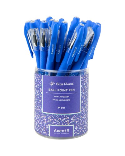 Ручка «Blue floral» кулькова синя, ТM Axent