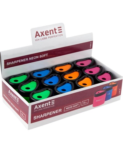 Точилка «Neon soft» з контейнером, в асортименті, ТМ Axent