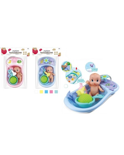 Пупс 15 см з ванною 28 см з аксесуарами, ллється вода, в асортименті, у пакеті 30х24 см