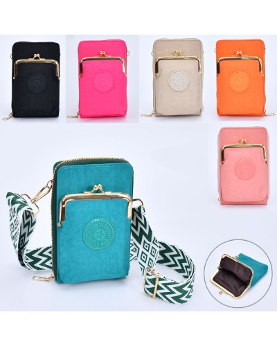 Сумочка 12х17х5 см на 2 відділення зі з'ємним гаманцем та довгою ручкою, в асортименті