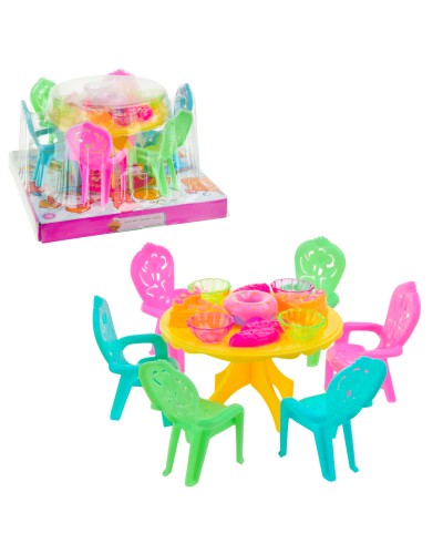 Набір меблів: стіл, стільці, продукти, під слюдою 15х15х9,5 см