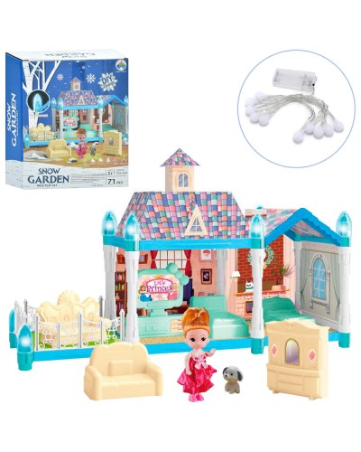 Будиночок 41х13х23см на 71 деталь зі світлом, меблями, лялькою 10 см та песиком, на батарейці