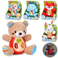 Тваринка музична 17см зі звуком та світлом, плюш, в асортименті, на батарейці, у коробці 18,5х21х12