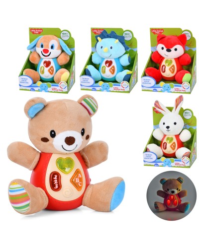 Тваринка музична 17см зі звуком та світлом, плюш, в асортименті, на батарейці, у коробці 18,5х21х12
