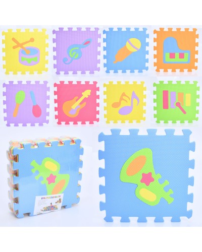 Ігровий килимок-мозаїка «Музичні інструменти» на 9 деталей 30х30 см, в пакеті 30х30х8 см