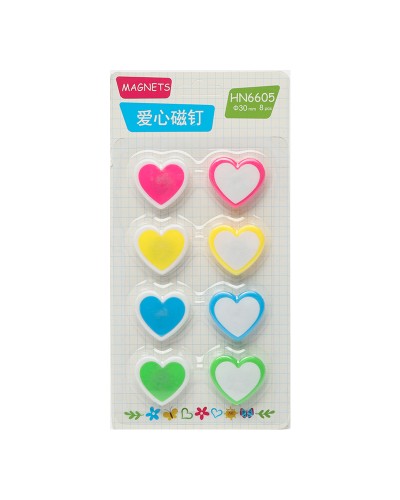 Магніти для дошки «Серце» 8 шт по 3 см, ТМ Leader