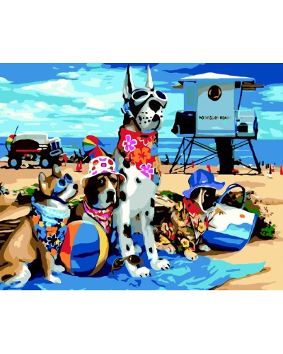 Картина за номерами «Песики на пляжі» 40х50 см, у коробці, ART Line