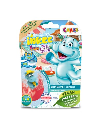Ароматна бомбочка для ванни «Inkee.Бегемотики» з іграшкою, в асортименті, у дисплеї 11х5х15 см