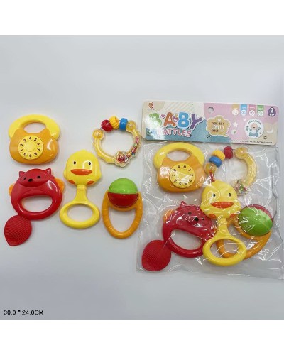 Брязкальця у ручку, 5 одиниць у наборі, у пакеті 30х24 см