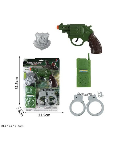 Іграшковий військовий набір: пістолет, наручники, рація, значок, на планшетці 21,5х3х31,6 см
