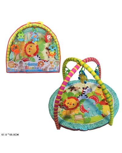 Ігровий килимок для малюків з брязкальцями на дузі, у сумці 61х55 см