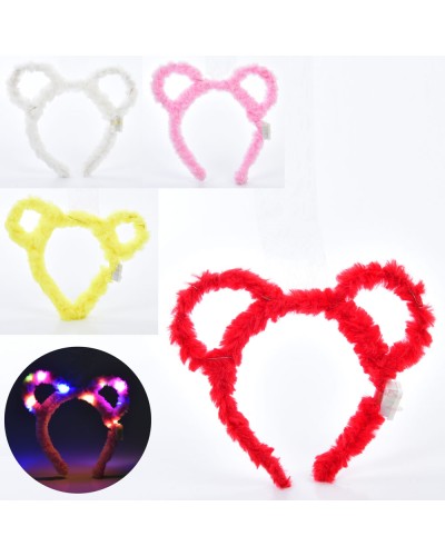 Вушка 22х18х1 см плюшеві з 3 режимами світла. на батарейці, в асортименті, у пакеті