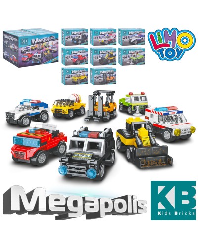 Конструктор «Міський транспорт» від 45 деталей, інерція, в асортименті, 16 шт у дисплеї 30х20х17 см