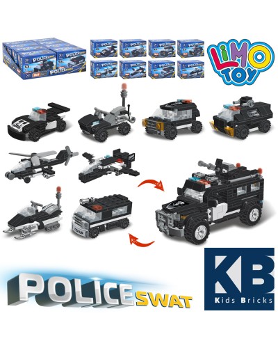 Конструктор «Поліція. Транспорт» від 42 деталей, в асортименті, 8 шт у дисплеї 25,5х18,5х9 см, КВ